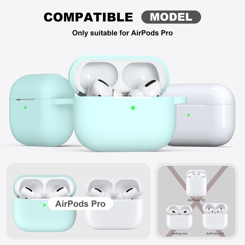 R-fun for AirPods Pro 2nd/1st Generation Case with Cleaner Kit,Soft Silicone Protective Case Cover for Apple AirPod Pro 2/1 for Women Men,AirPods Pro Case Accessories with Keychain,Turquoise - Image 4